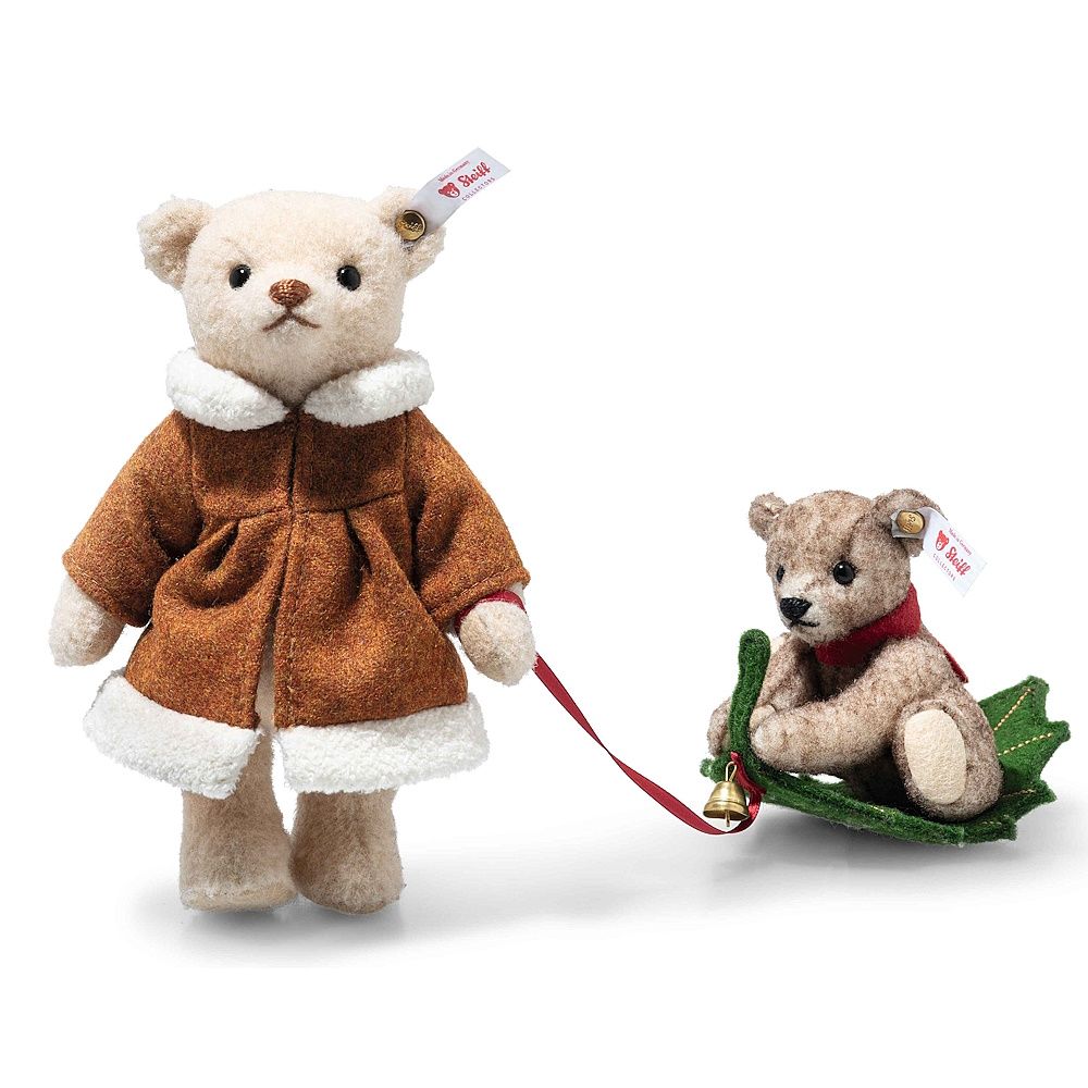 Steiff Mama Teddy bear with child on Holly Express 16 cm