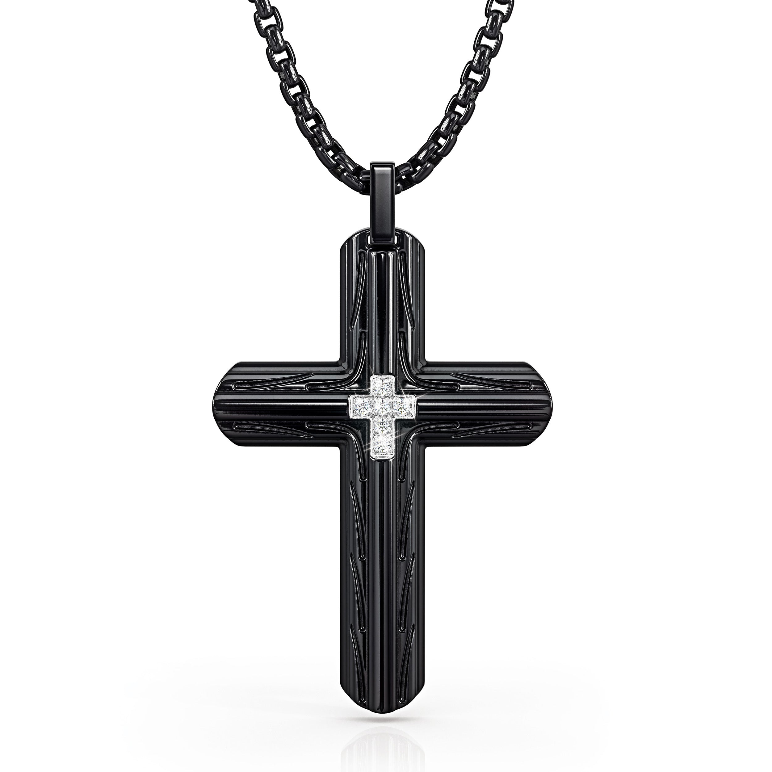 Black Ice – Diamond Cross Pendant