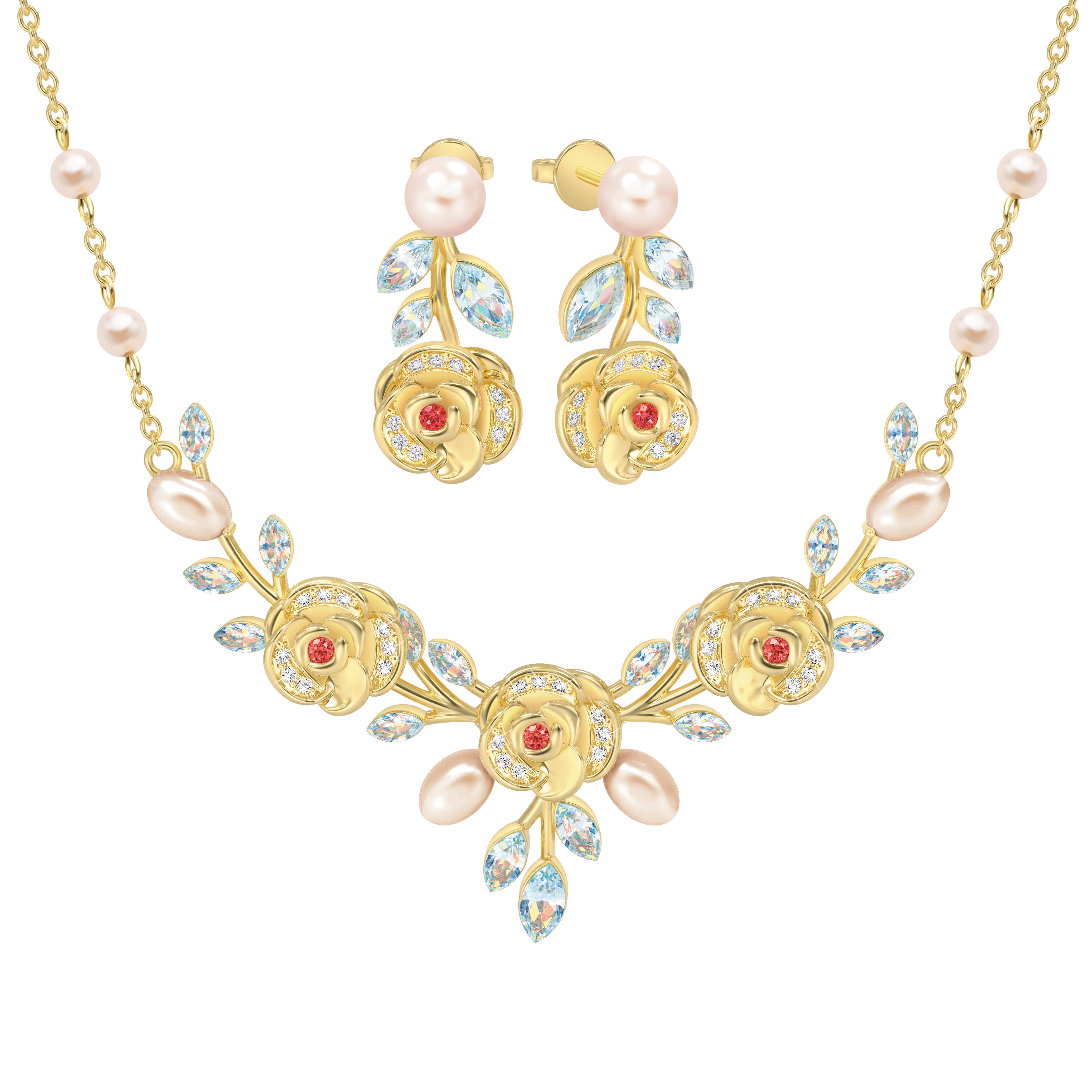 Garden of Love – Crystal Necklace and Earring Set