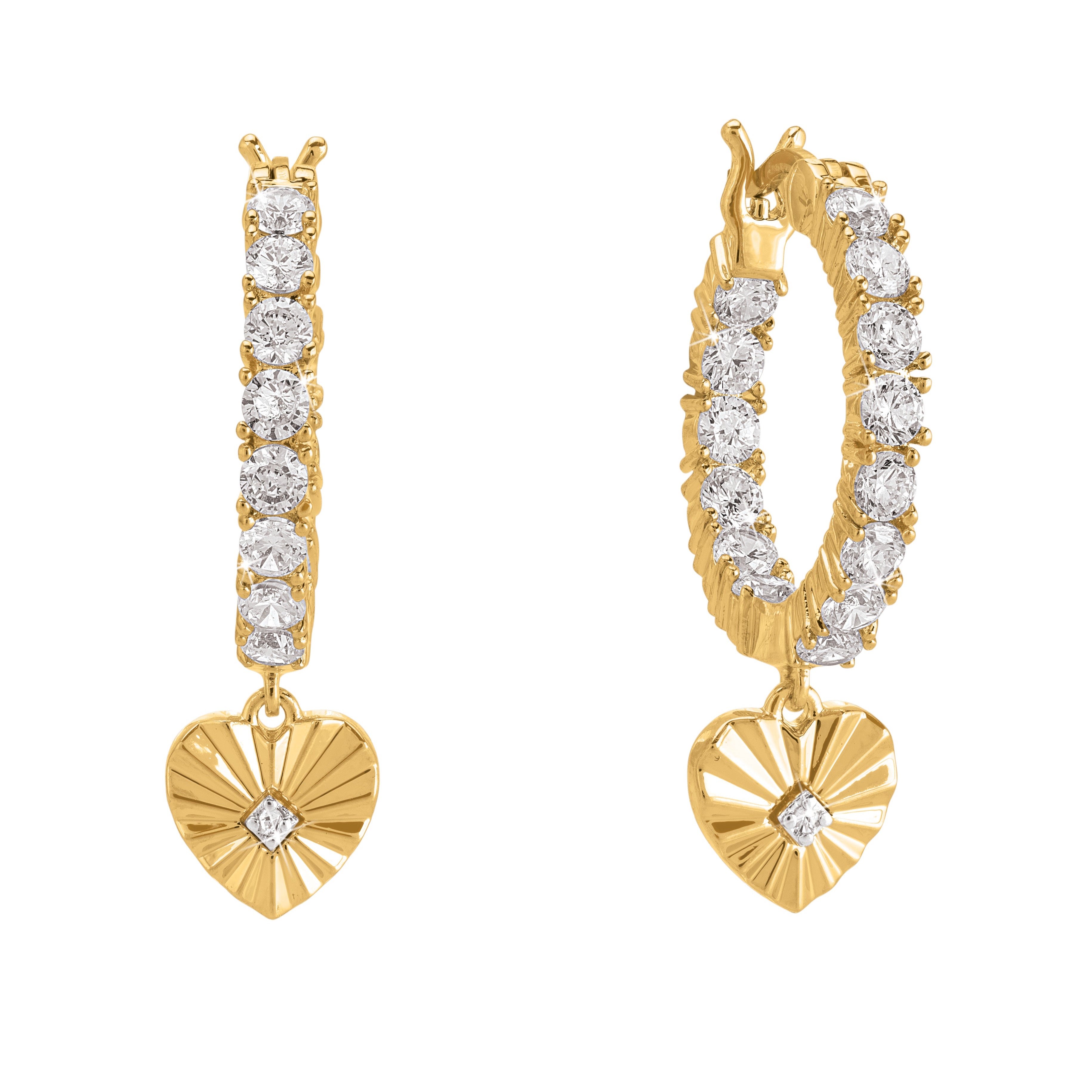 Sparkling Hearts – Diamond Dangle Earrings