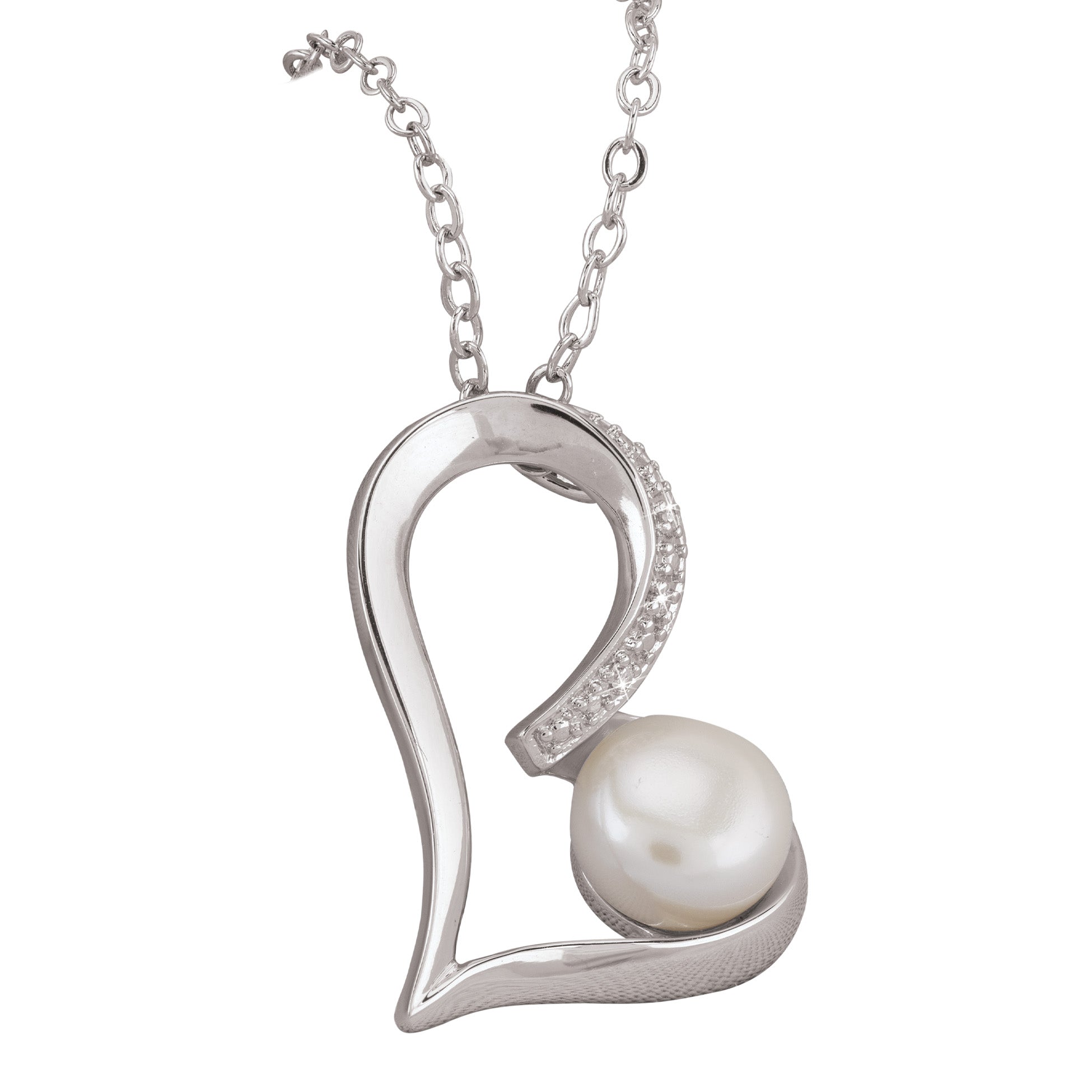 Embraced by Love – Pearl Diamond Heart Pendant