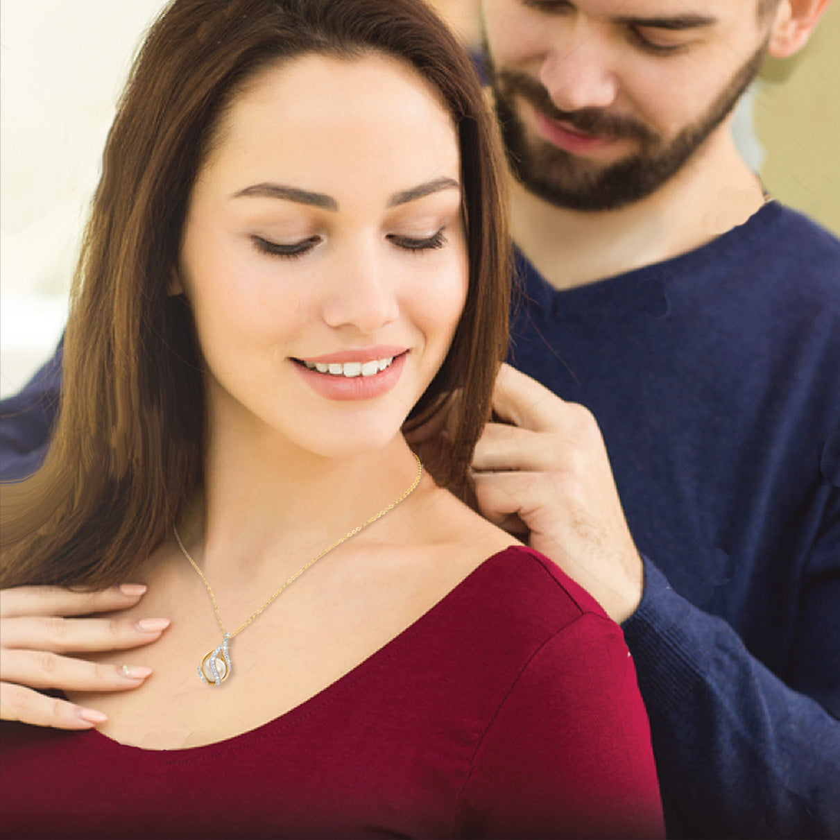 Love's Embrace Pearl & Diamond Necklace