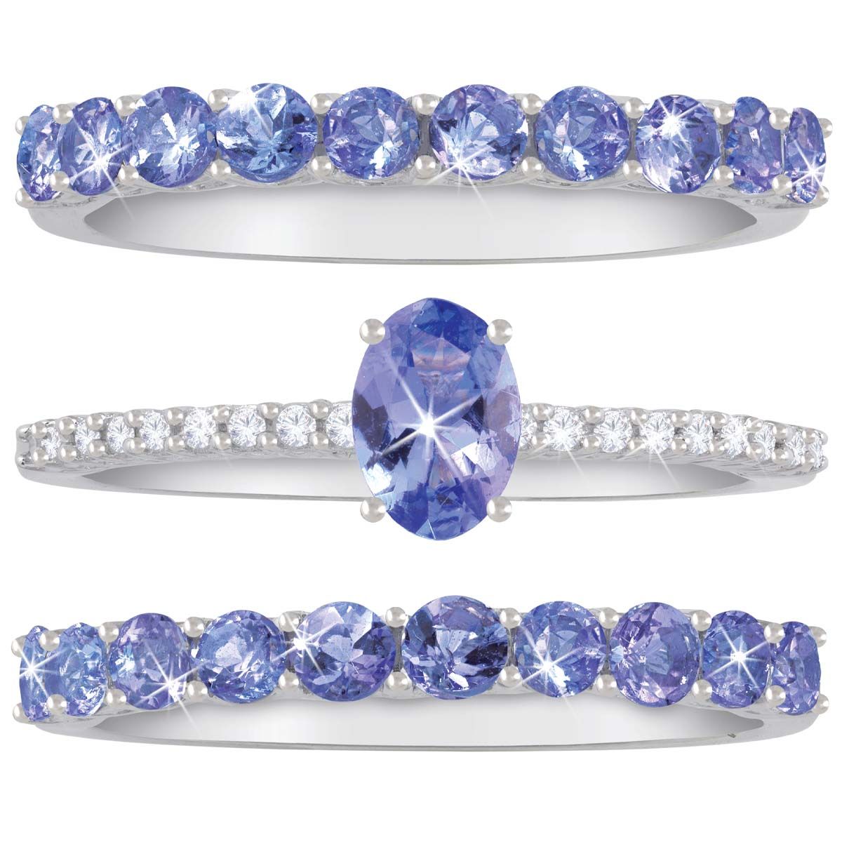 Sparkling Tanzanite Stacking Ring Set