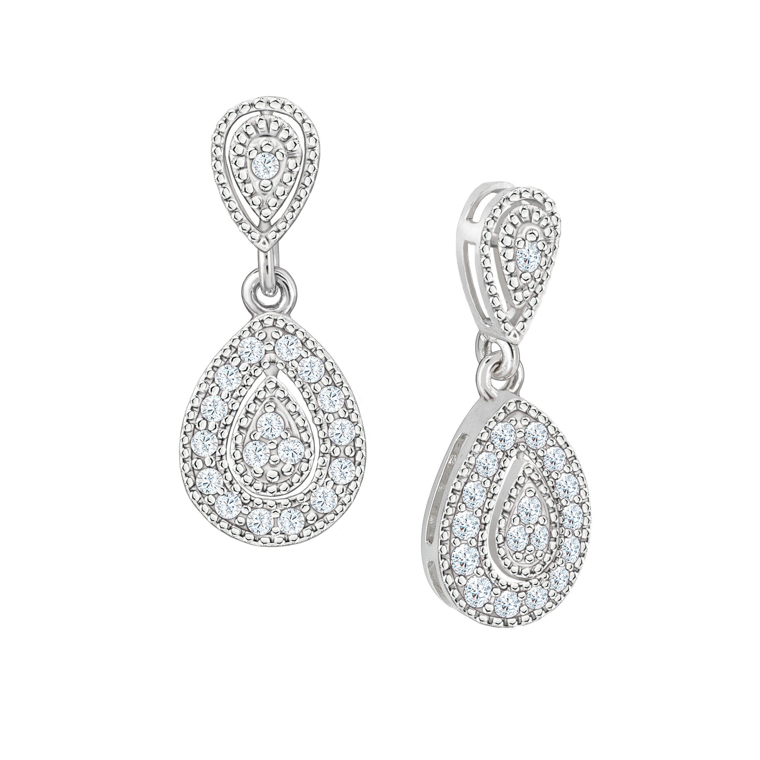 Glamour De Luxe - sterling silver & diamond earrings