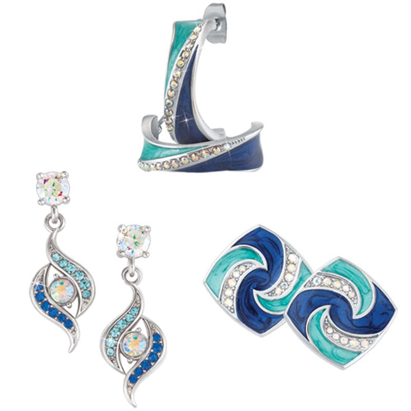 Blue Wave Earring Set