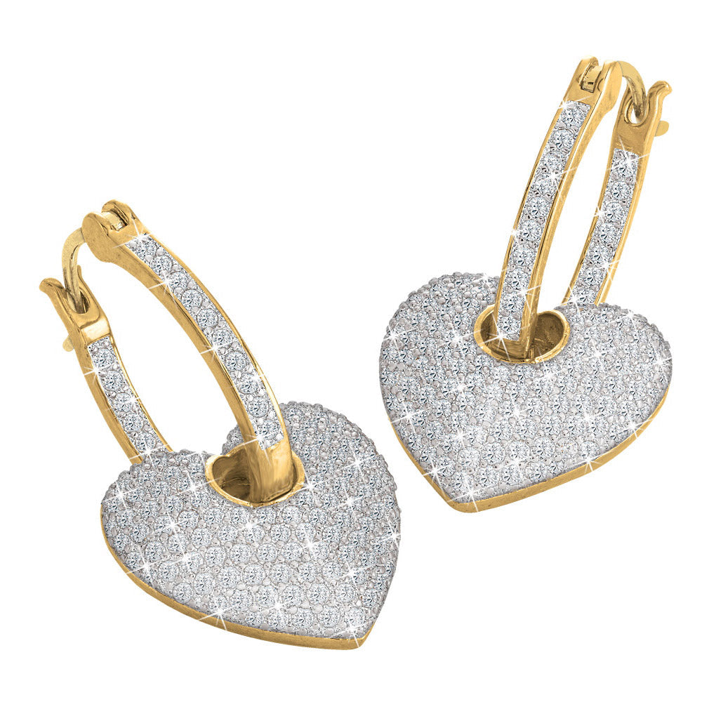 Sparkling Hearts Inside-Out Hoop Earrings