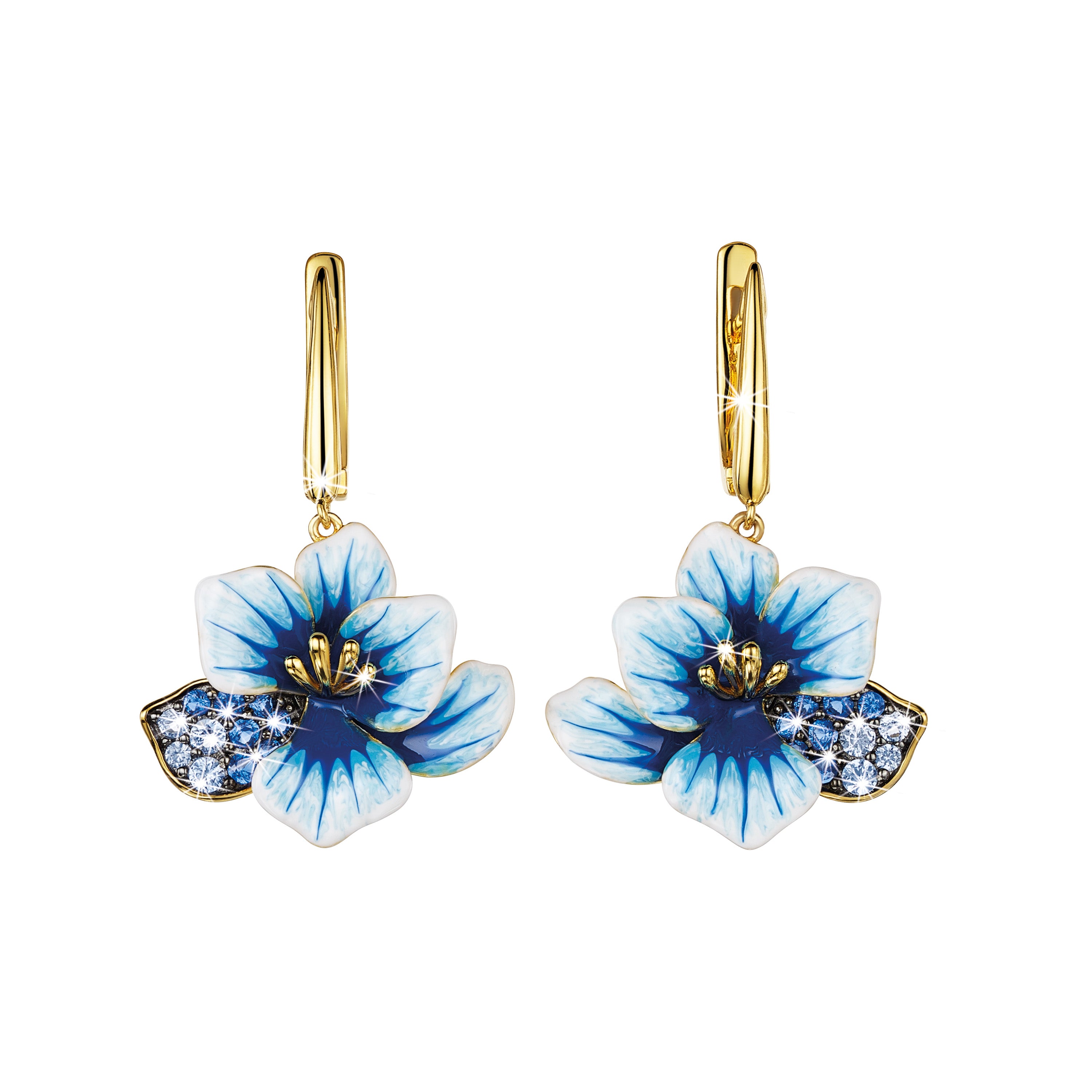 Sparkling blossoms - Spinel & enamel drop earrings