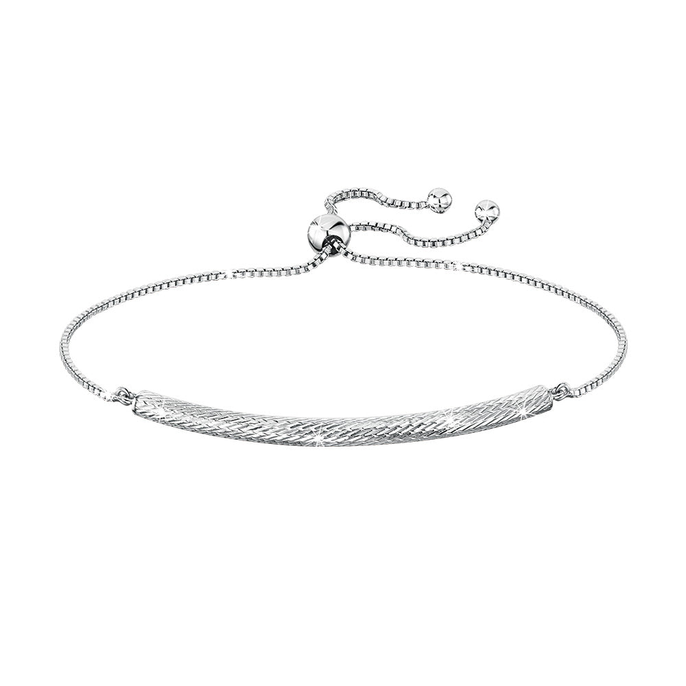 Italian - sterling silver diamond-cut bolo bracelet