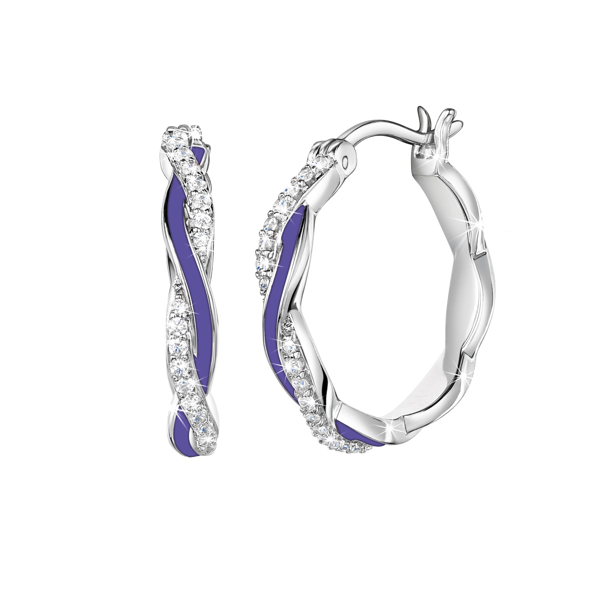 Sparkling Twist - Diamonisse Enamel Hoop Earrings
