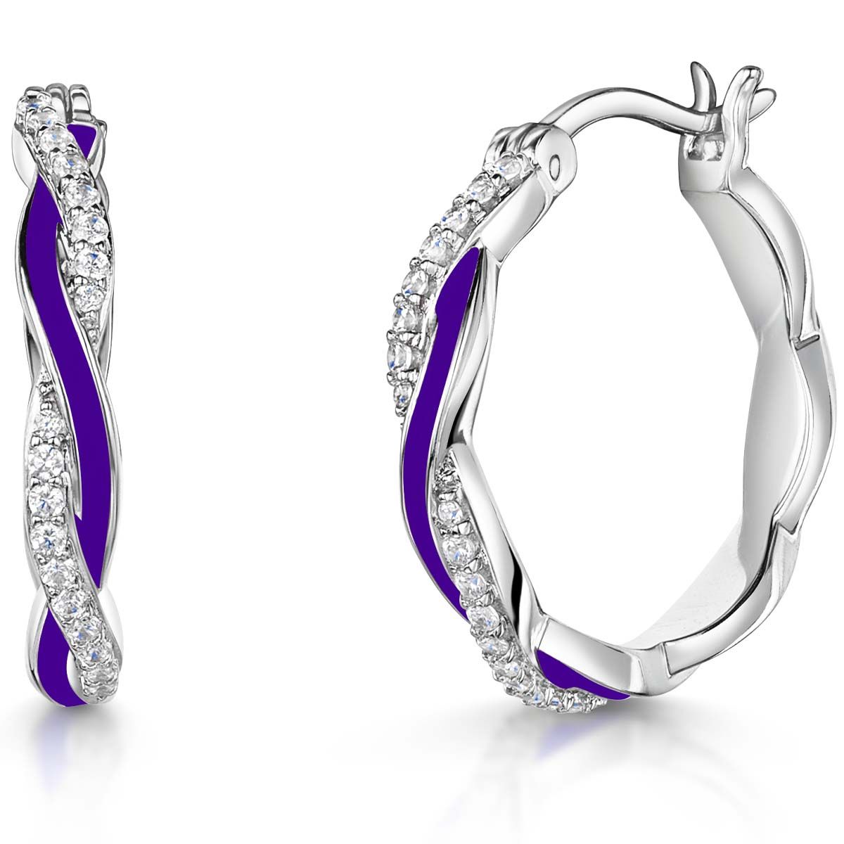 Sparkling Twist
Diamonisse Enamel Hoop Earrings
