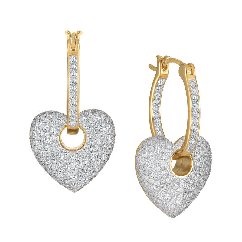 Sparkling Hearts Inside-Out Hoop Earrings
