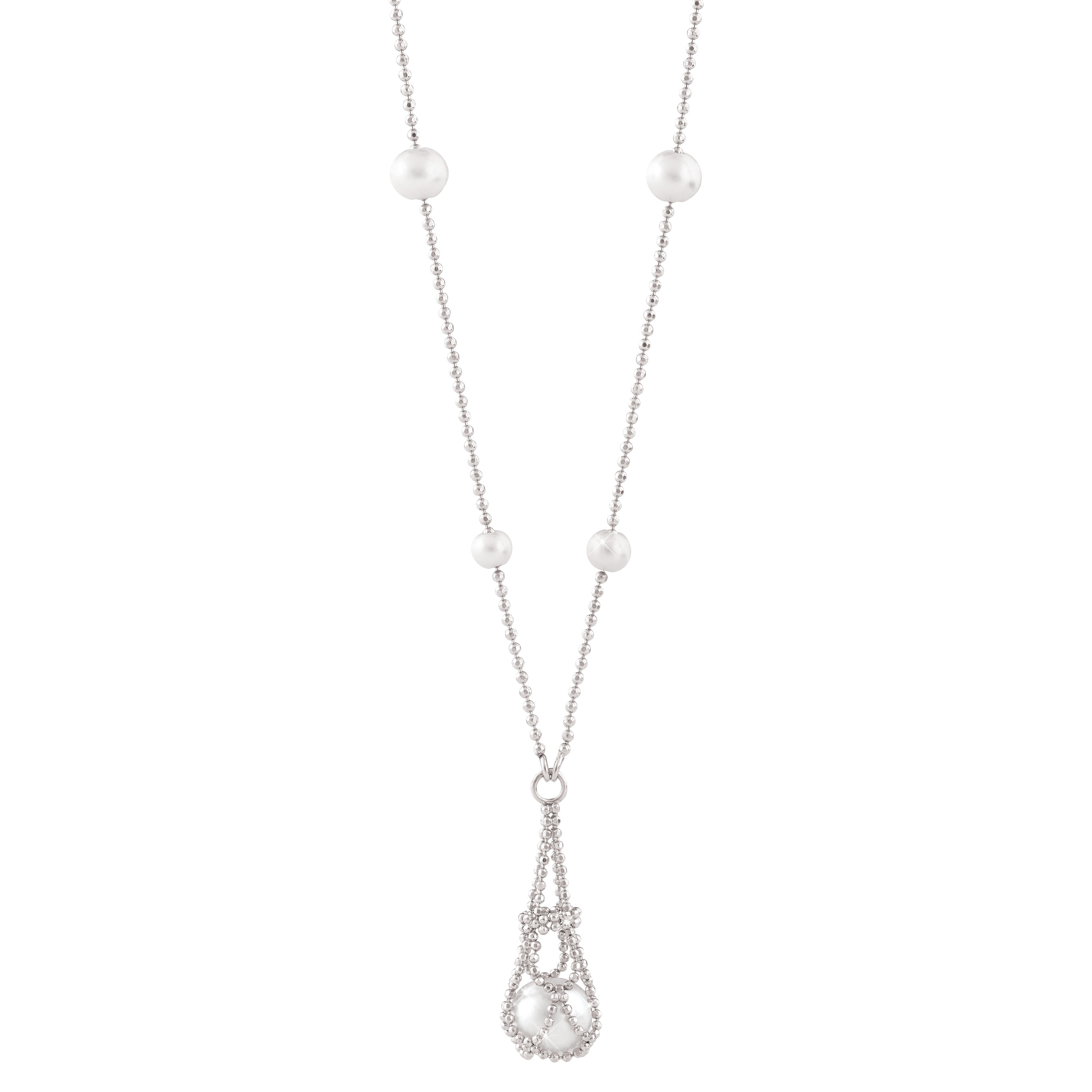 Connected with Love - sterling  silver & pearl necklace