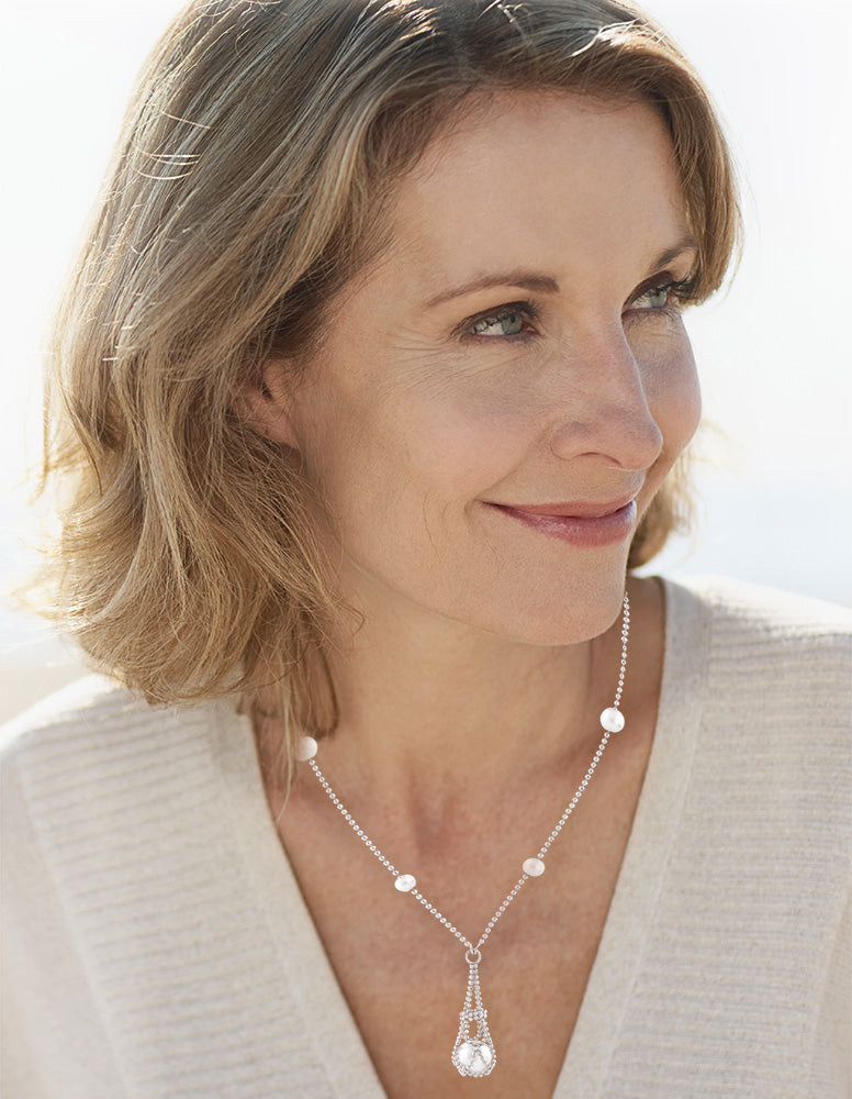 Connected with Love - sterling  silver & pearl necklace