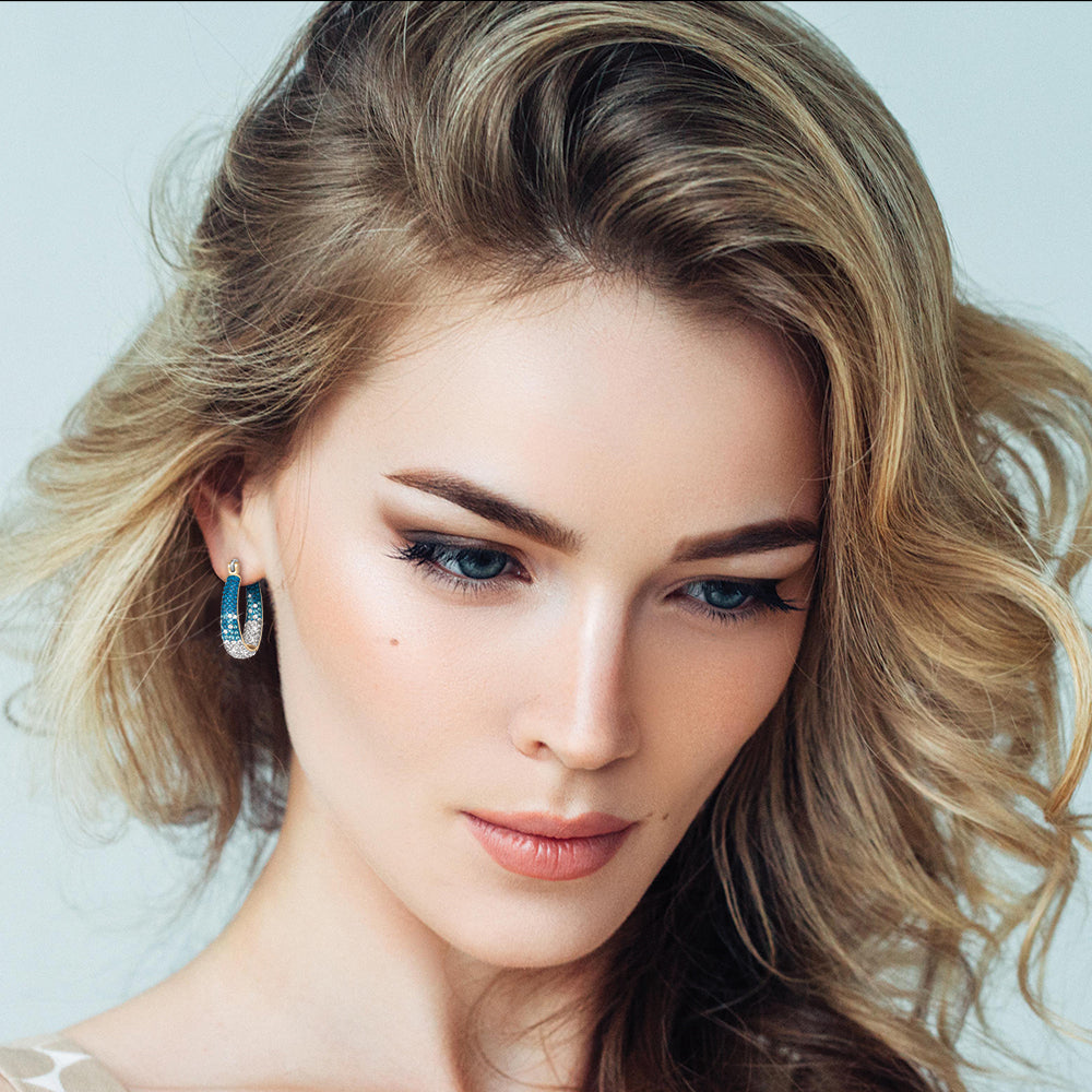 Harmony in Blue - Crystal Hoop Earrings