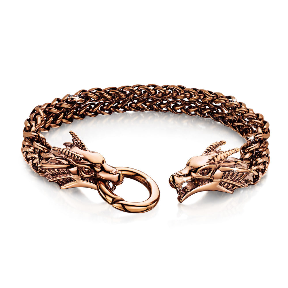 Men's Steel & Copper Dragon Bracelet
