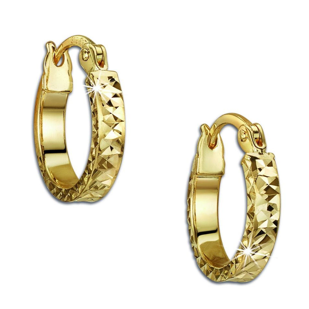 9ct Gold Diamond Cut Huggie Hoops