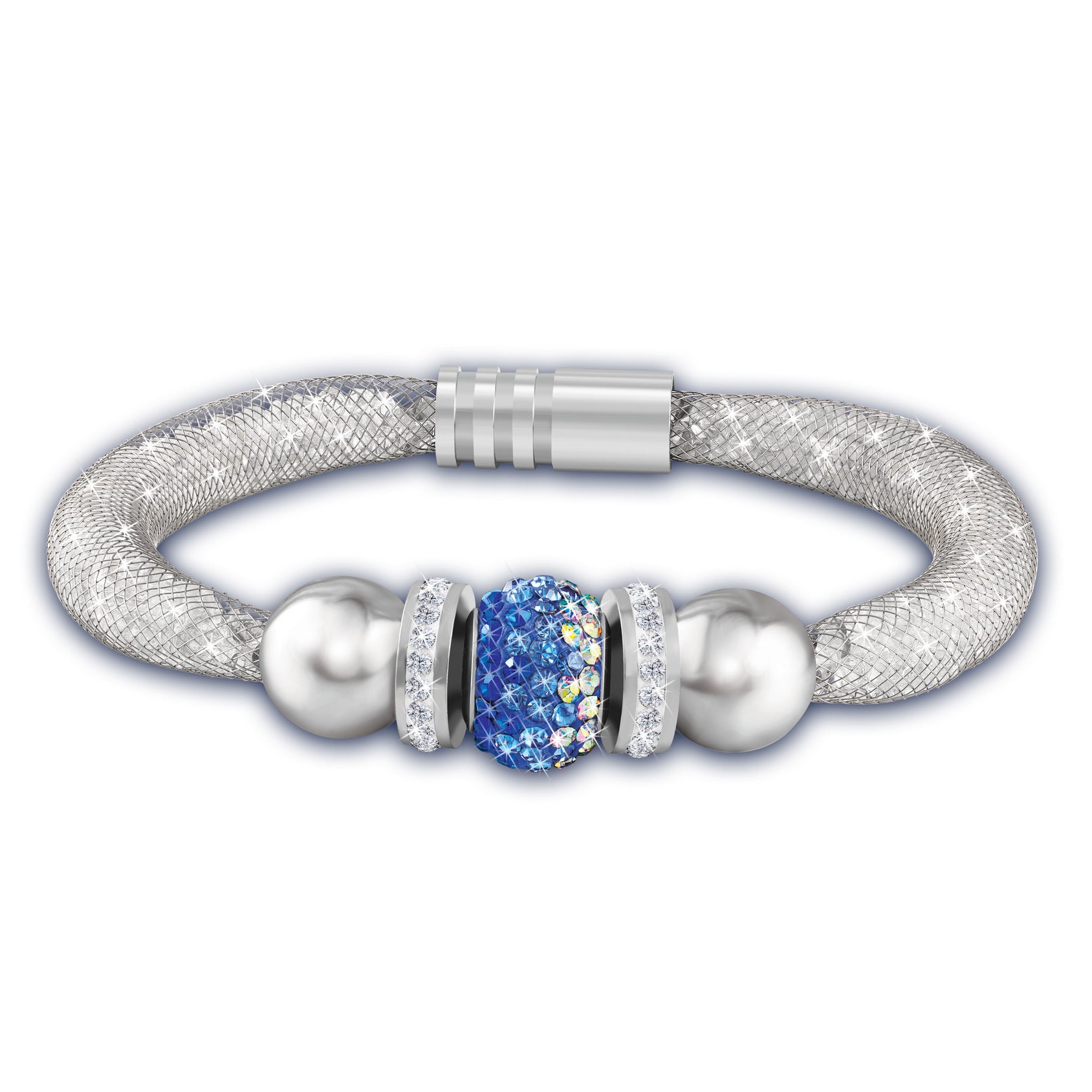 Crystal Mesh Bangle in Blue