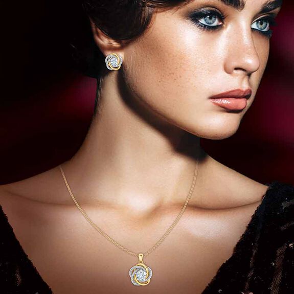 Perfectly Paired Love Knot Pendant with FREE Matching Earrings