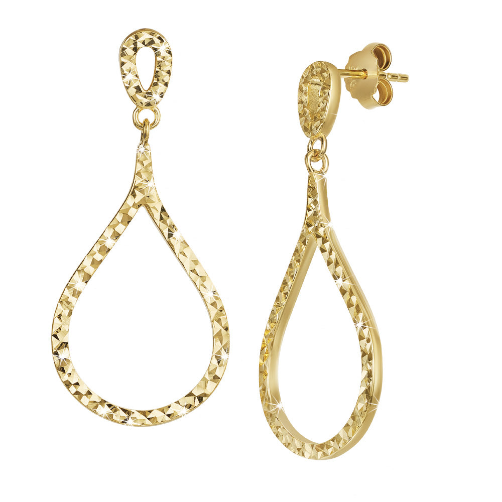 Diamond-cut 
Sterling Silver Drop Earrings