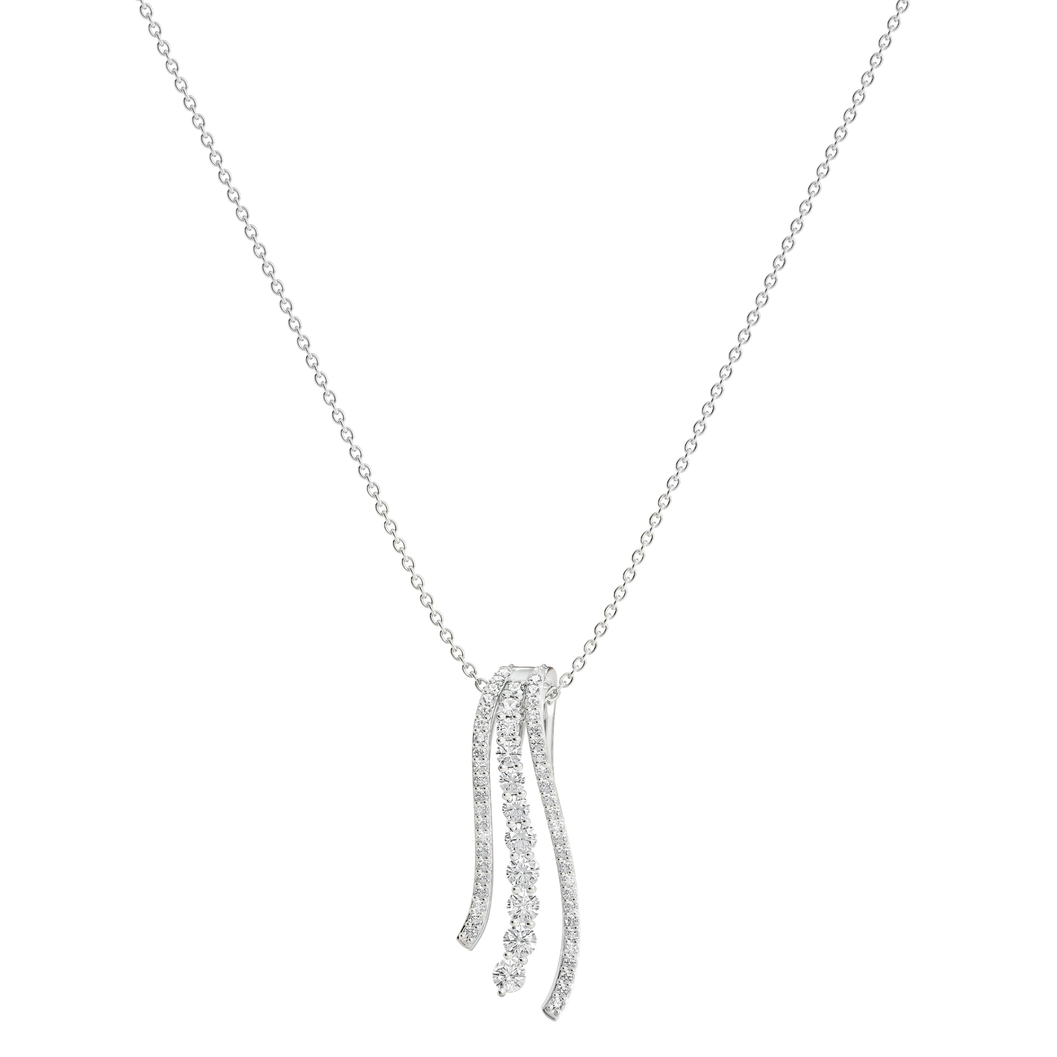 Sparkling waves - sterling silver & diamond necklace