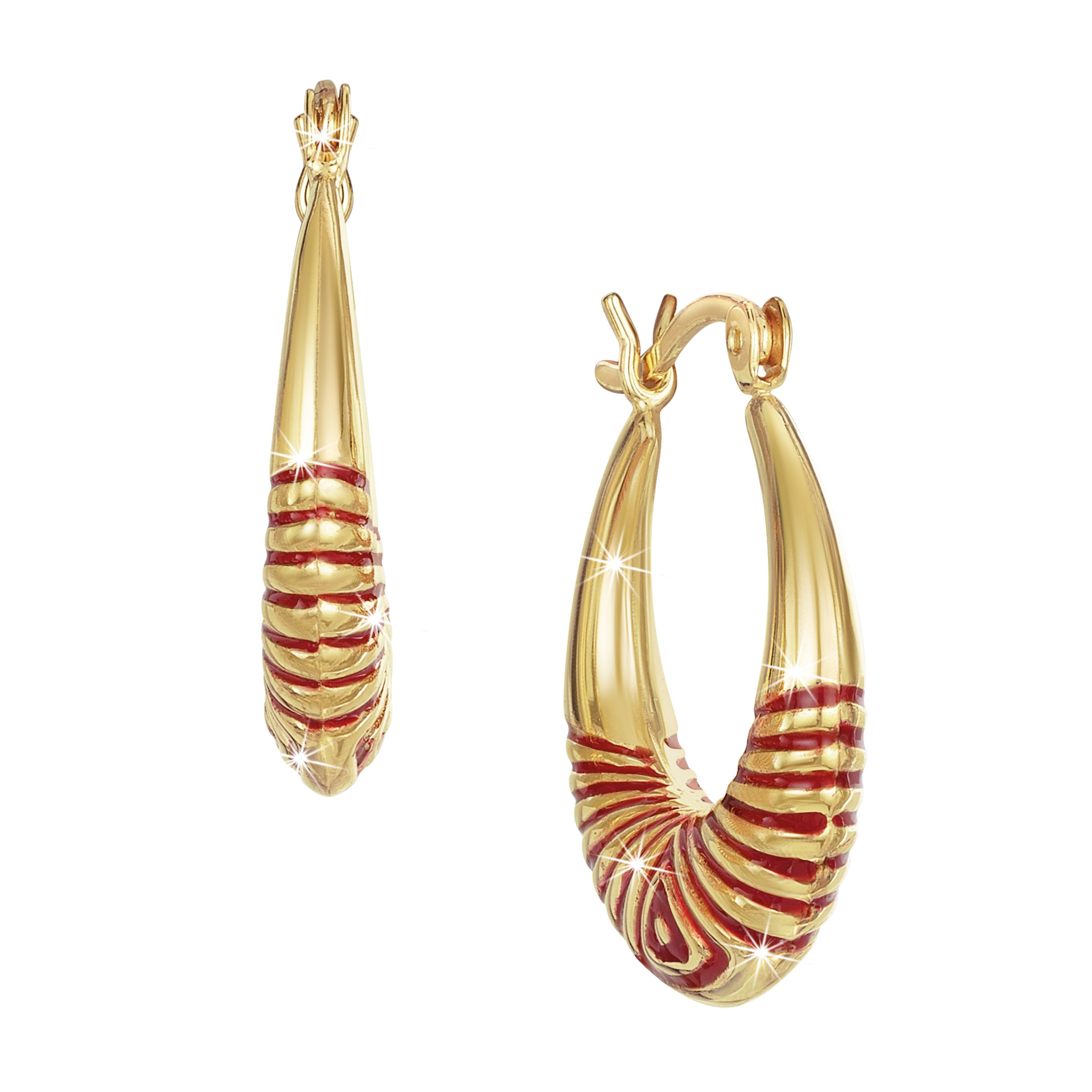 Golden Sunset - Sterling Silver  Enamel Hoop Earrings