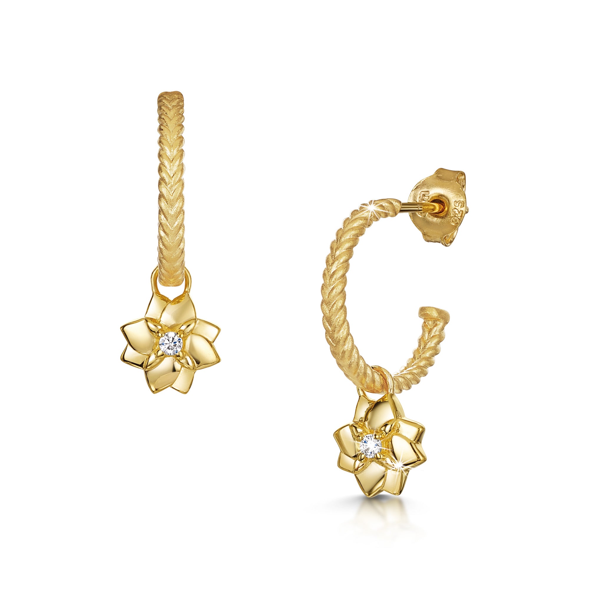 Flower Poetry - zirconia half-hoop earrings