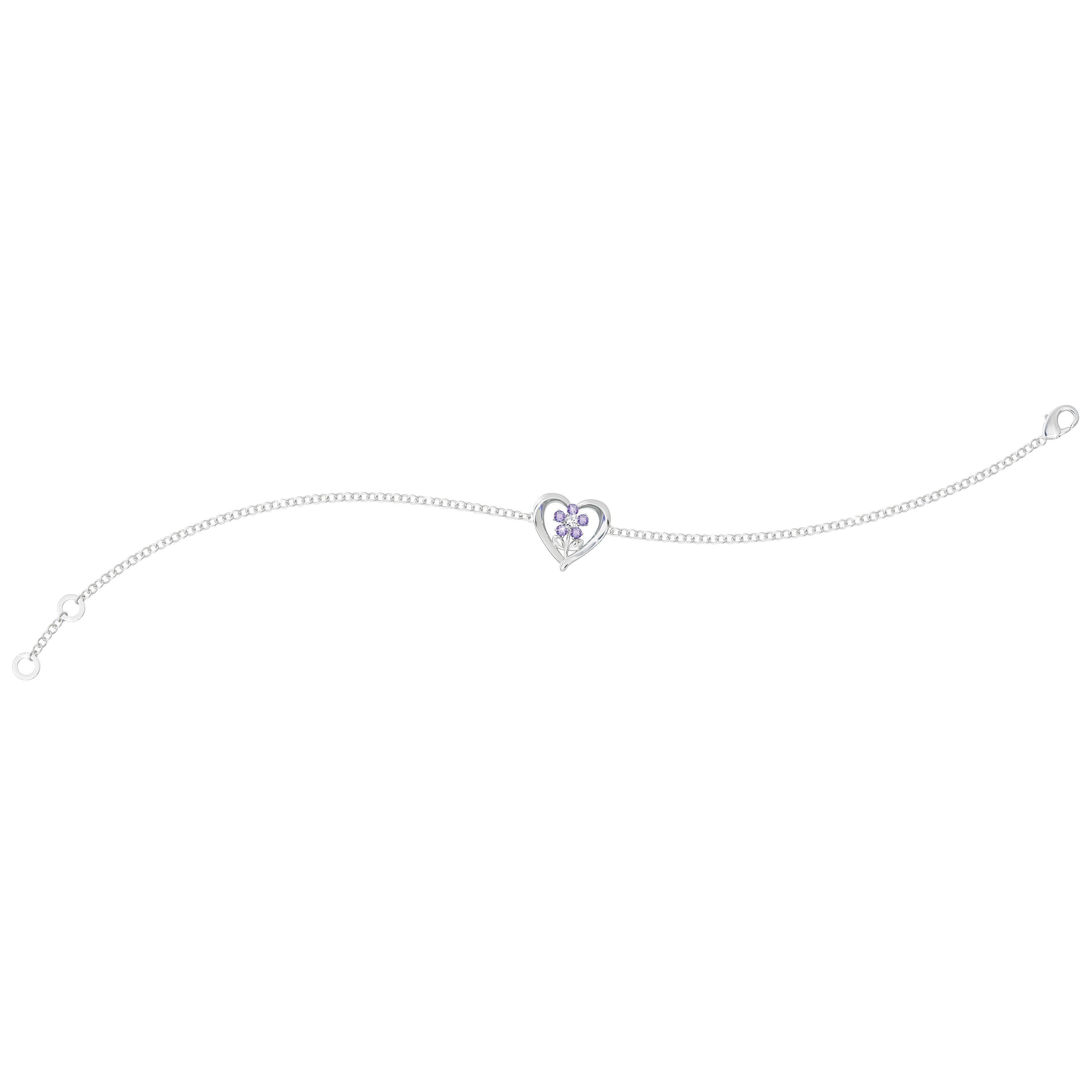 Amethyst – Diamond Heart Bracelet