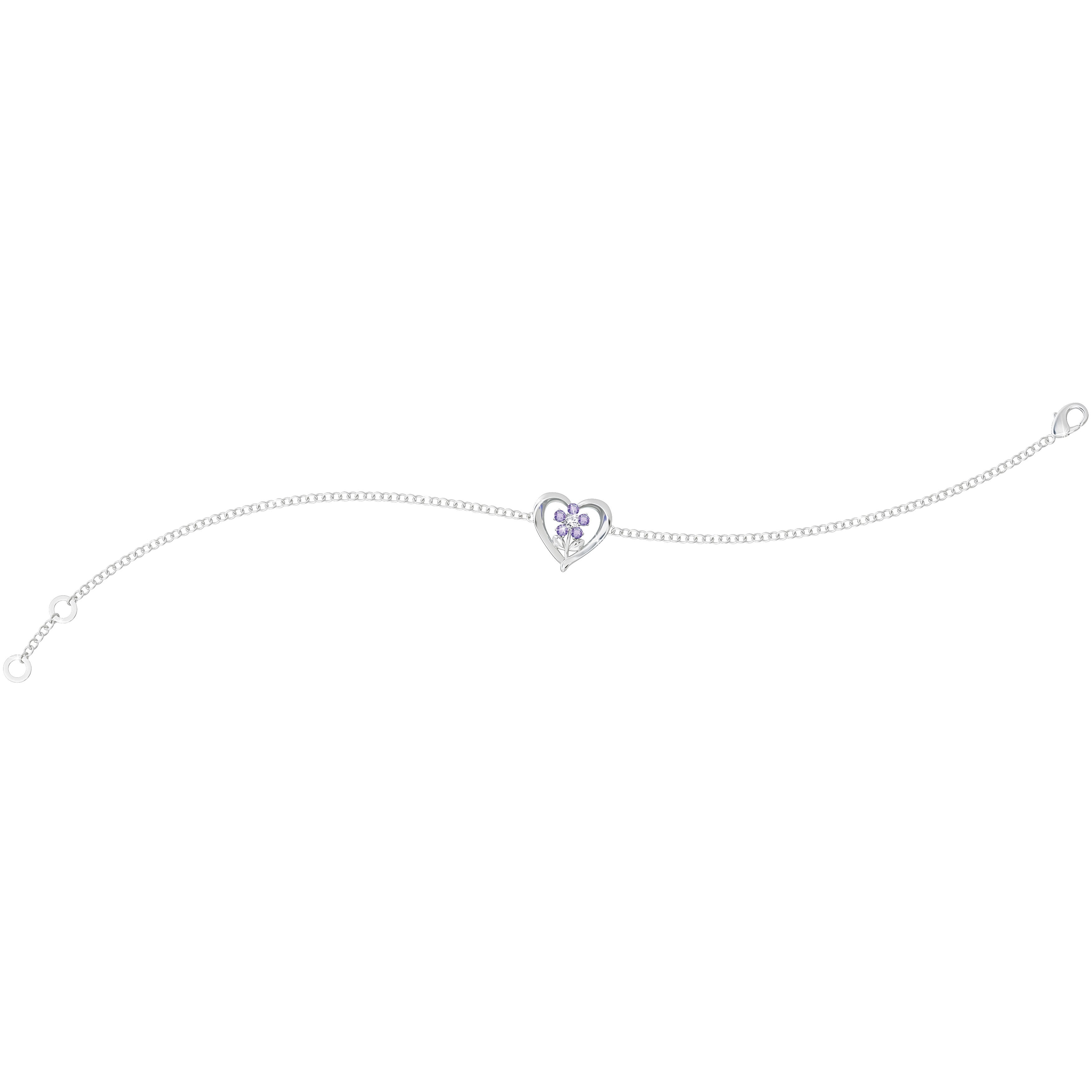 Amethyst - diamond heart bracelet