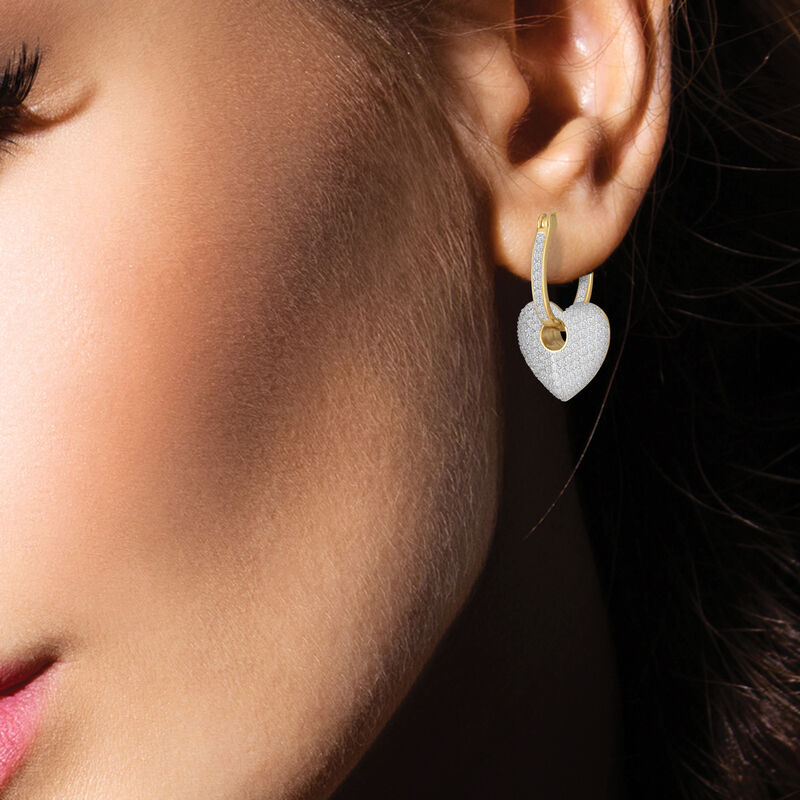 Sparkling Hearts Inside-Out Hoop Earrings