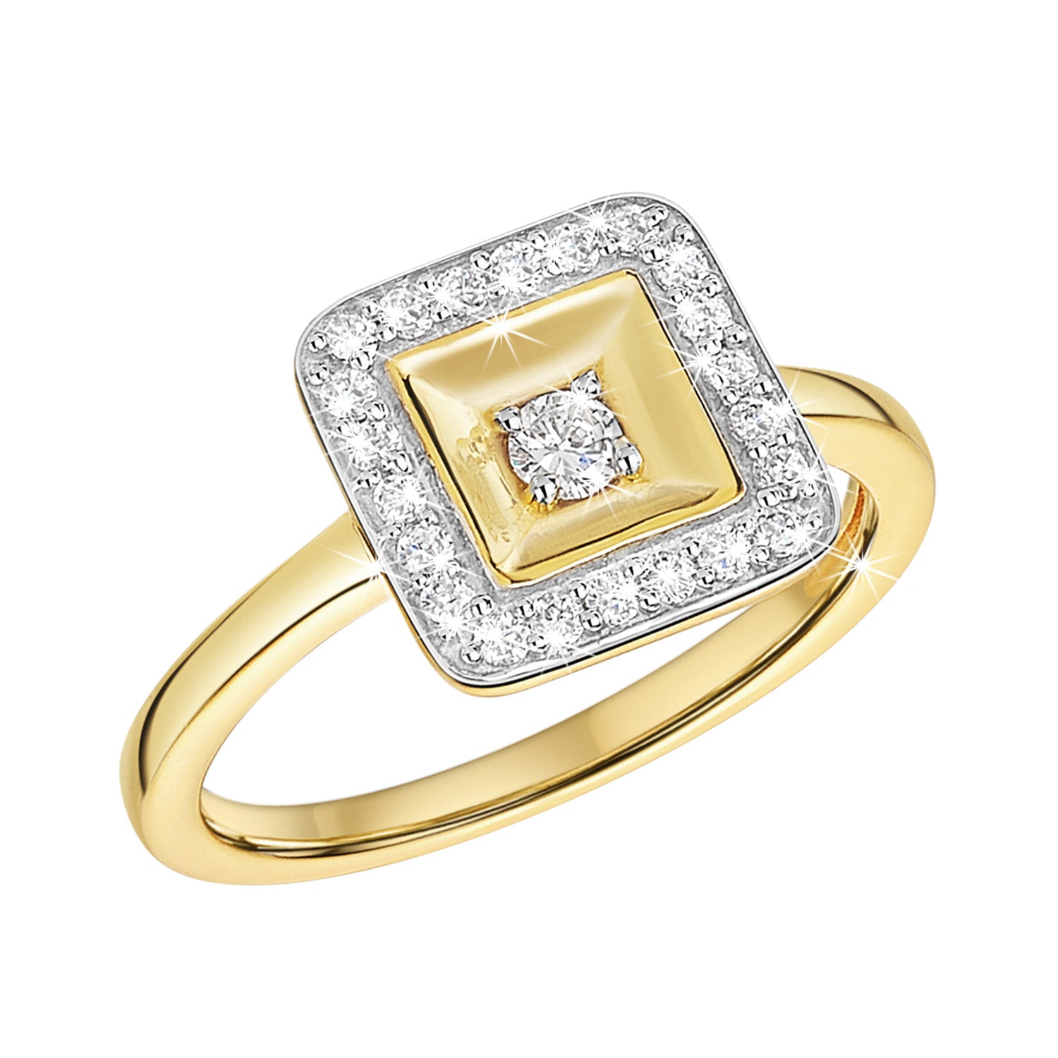 Sterling Silver Diamonisse Square-Shaped Ring